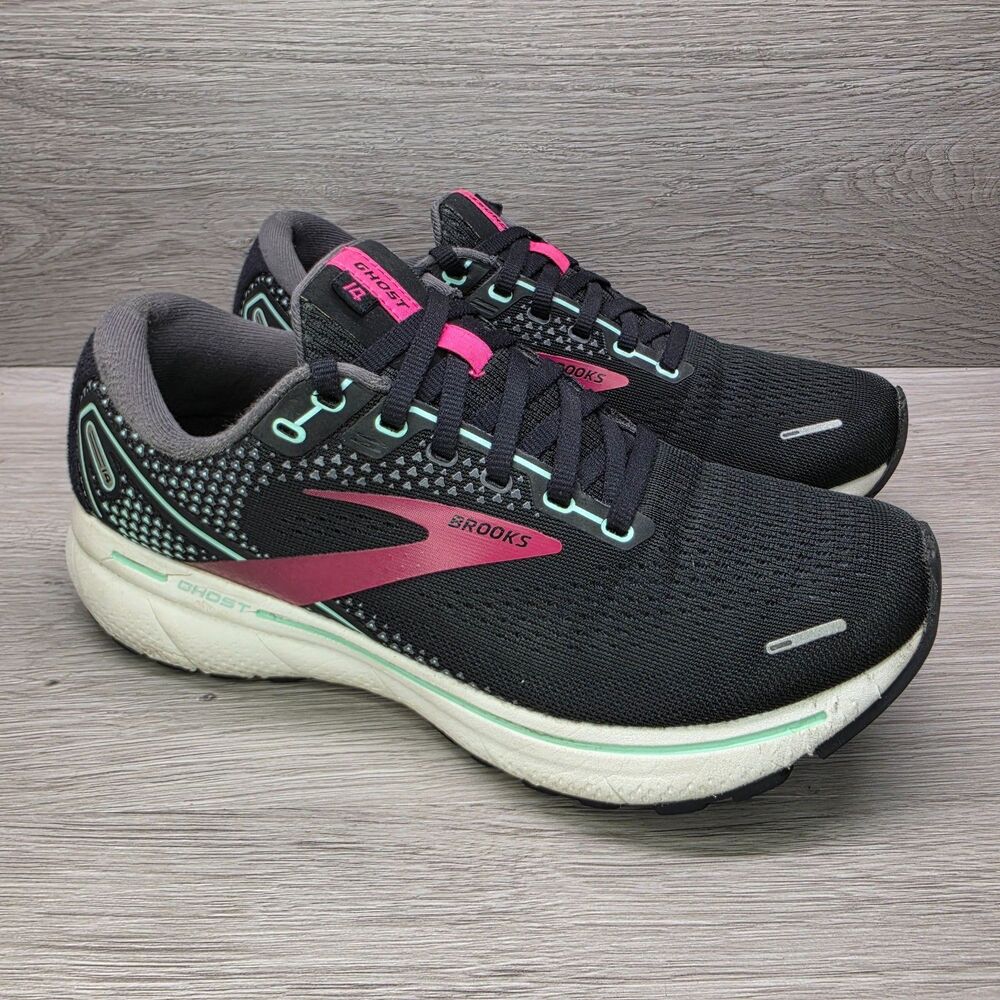 Brooks Ghost 14 Black Pink Women's 9 B Running Shoes Comfort Athleisure Training